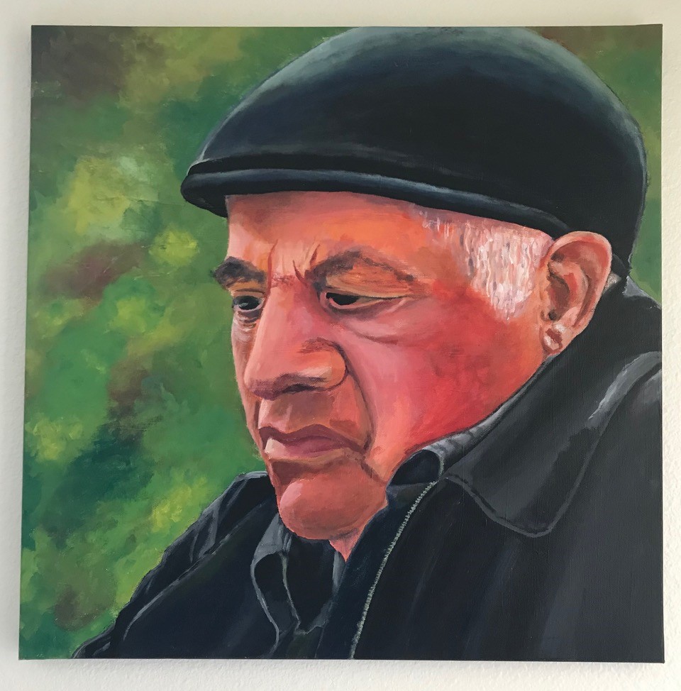 Mahan Asghari acrylic on canvas Portrait of elderly man. 