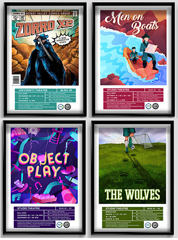 Photo of Illustrated theatrical poster series submitted for Polykroma 2020 by Michelle Martinez.